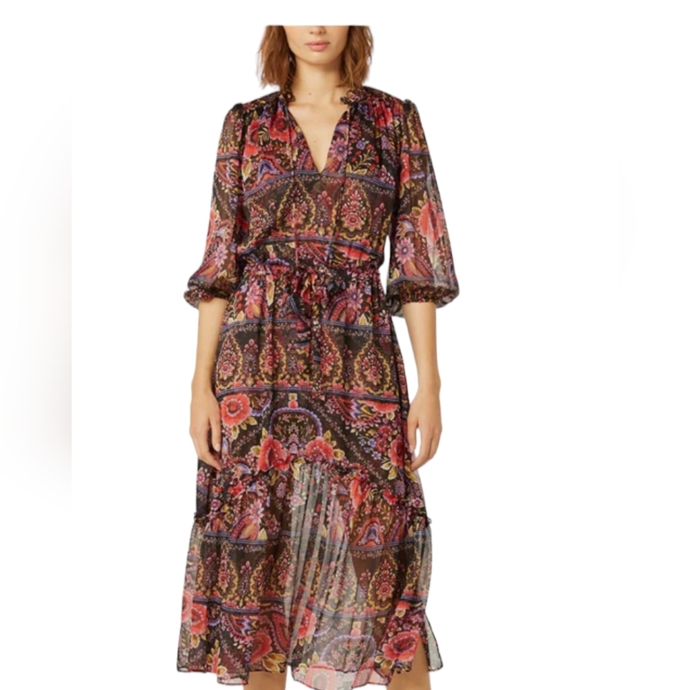 Misa Los Angeles Olivia Midi Dress In Flora Valentina... SIZE S